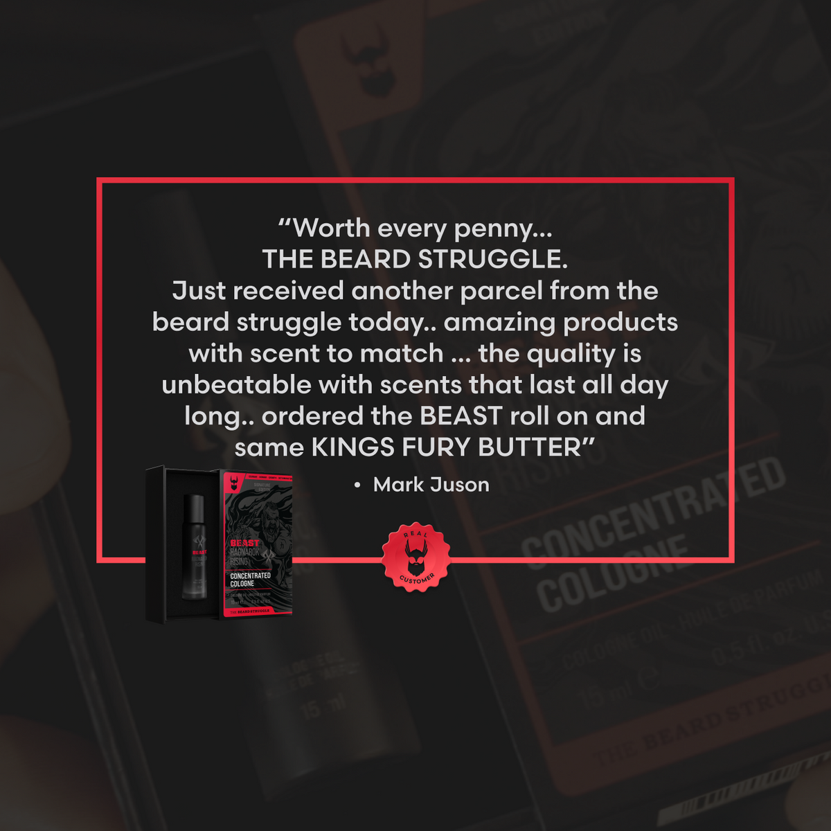 Beast Cologne customer testimonial detail