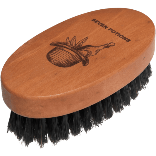 Seven Potions Beard Brush - Oval Shaped Pear Wood With Natural Bristles