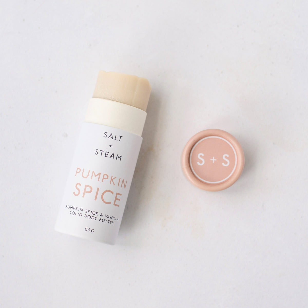 Salt + Steam Pumpkin Spice body butter being applied to skin