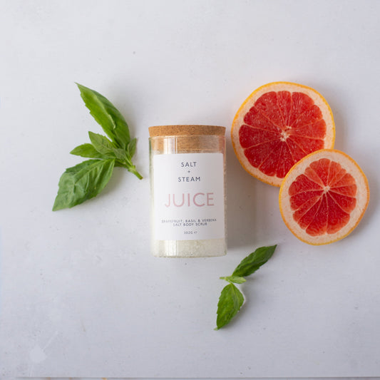 Salt + Steam Juice body scrub jar, 302g
