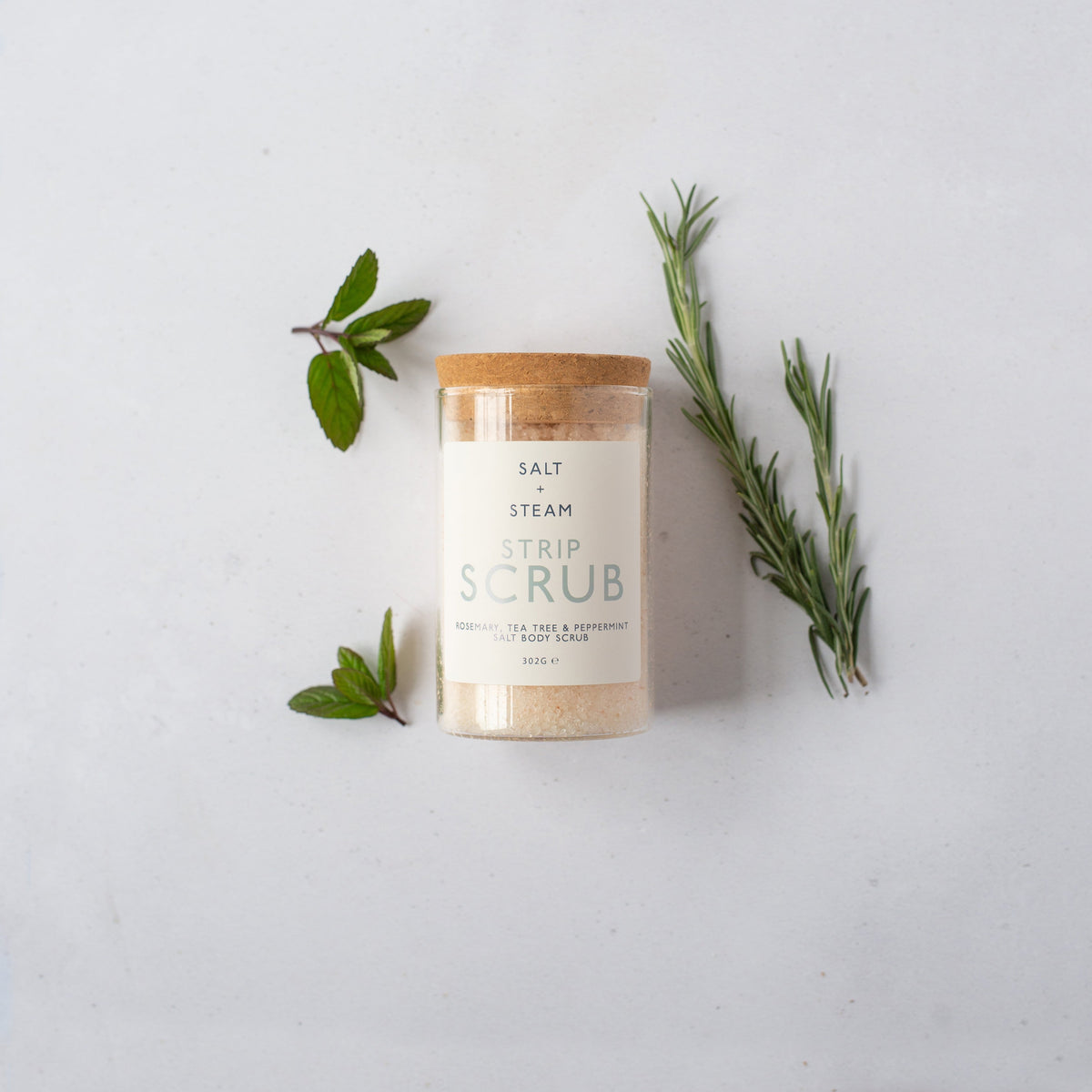 Salt + Steam Strip Scrub body scrub jar, 302g