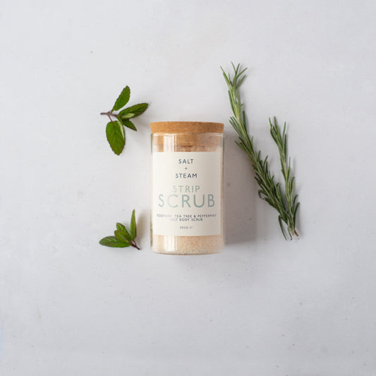 Salt + Steam Strip Scrub body scrub jar, 302g