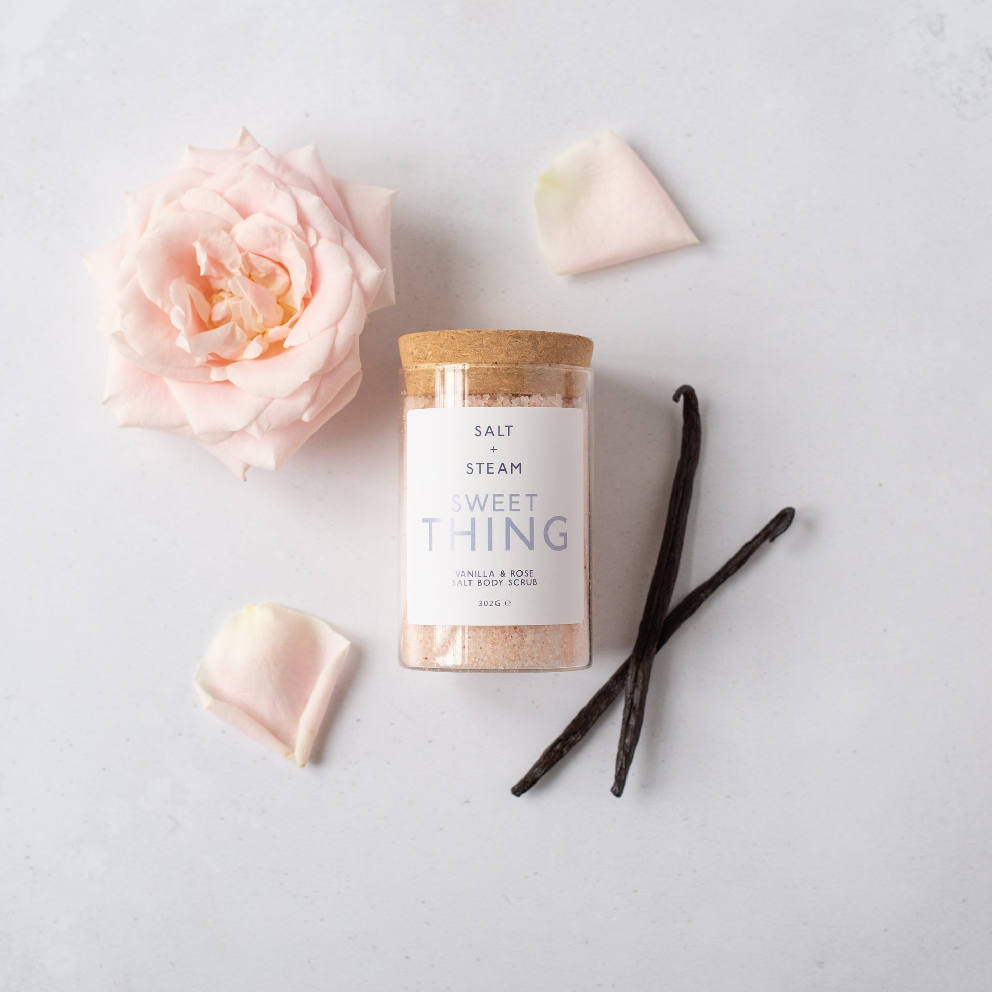 Salt + Steam Sweet Thing body scrub jar, 302g