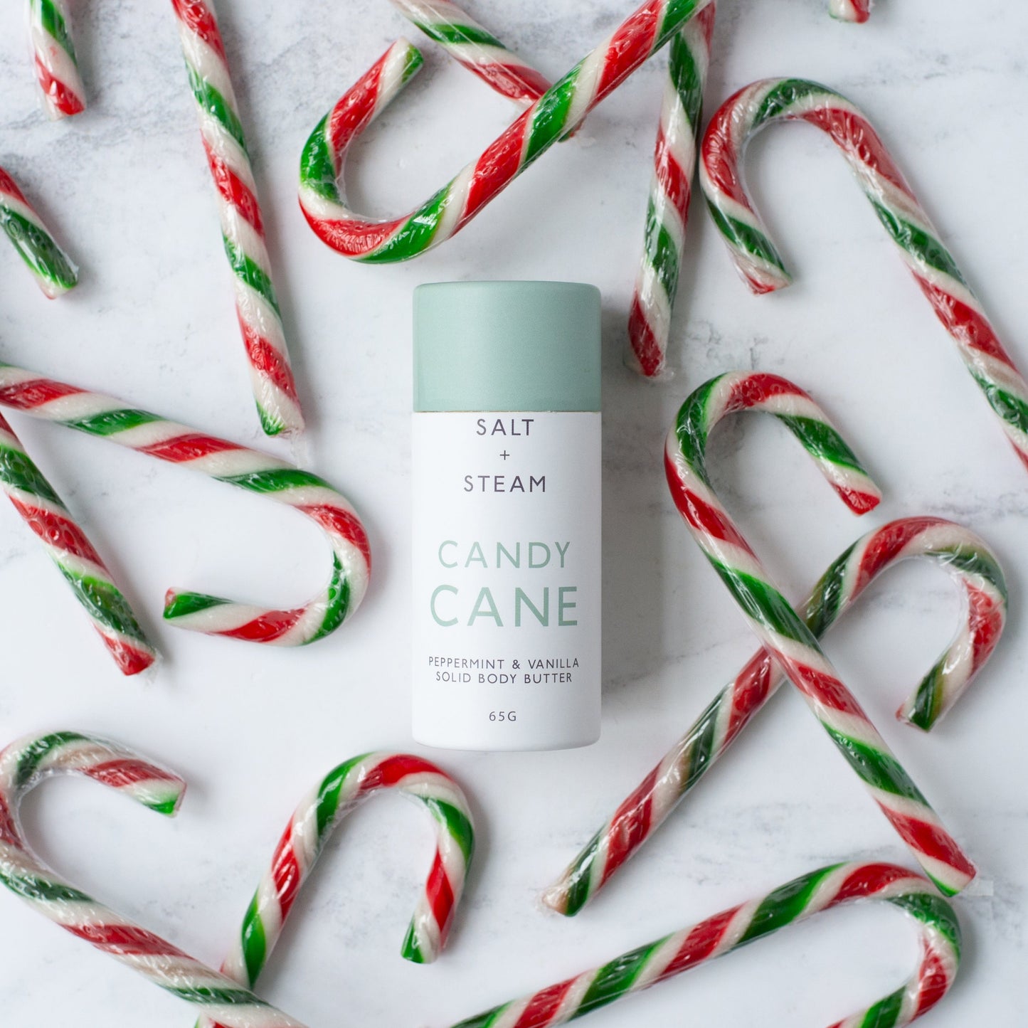 Salt + Steam Candy Cane body butter tube, 65g