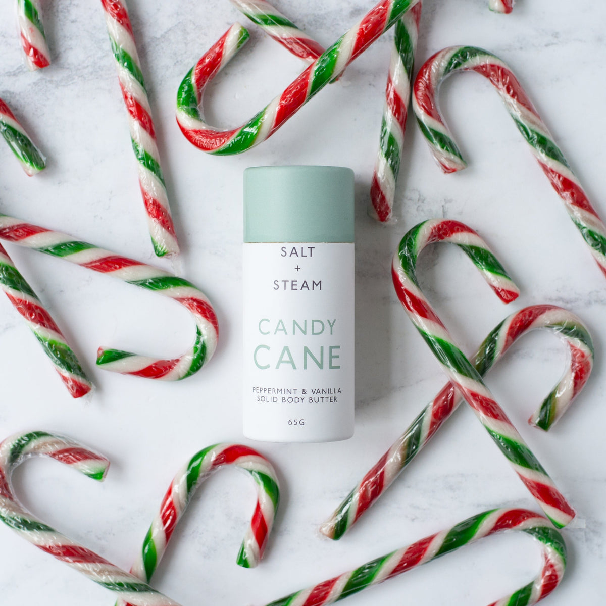 Salt + Steam Candy Cane body butter tube, 65g