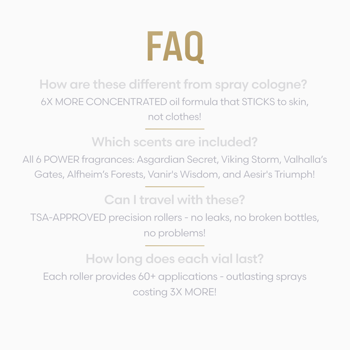Cologne oil sample kit frequently asked questions