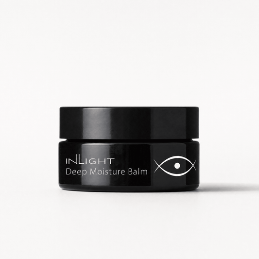 Black jar of Inlight Beauty Deep Moisture Balm 28ml on a white background