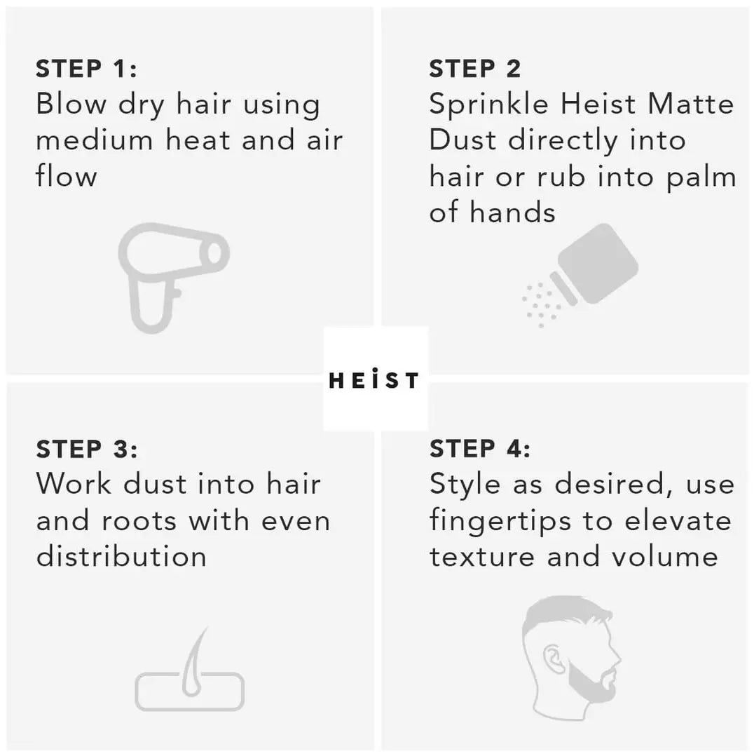Heist Labs Matte Dust Hair Styling Powder | Volume & Dry Texture 20g