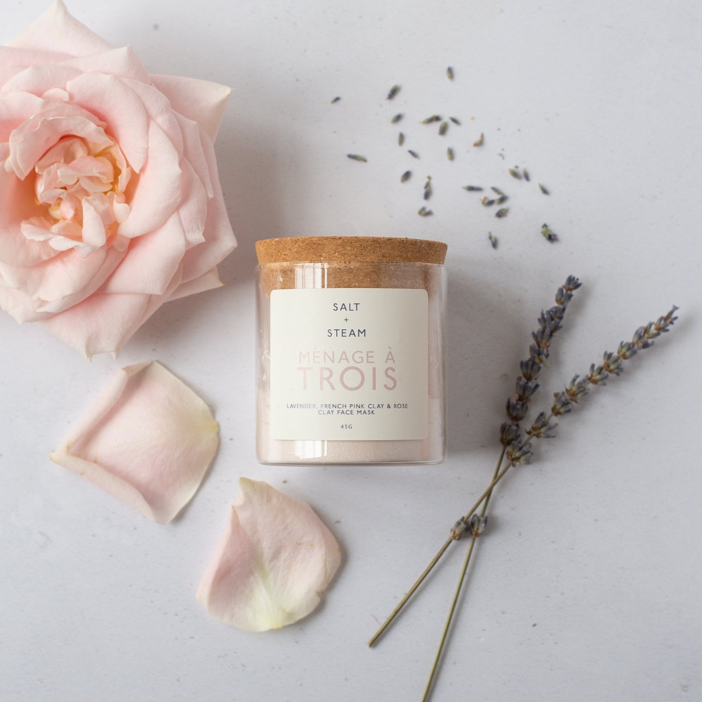 Salt + Steam Ménage à Trois clay face mask jar, 45g