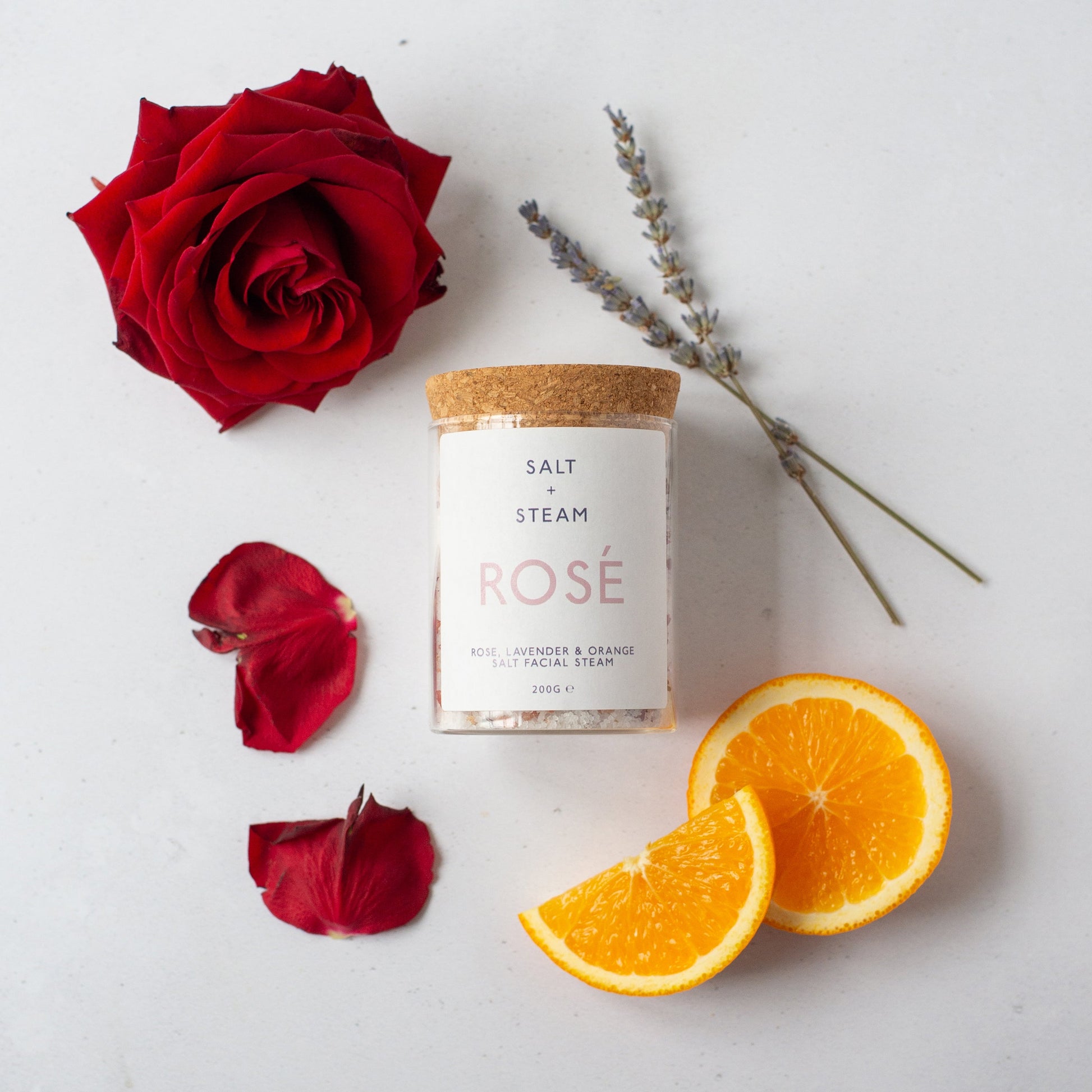 Salt + Steam Rosé facial steam jar, 200g