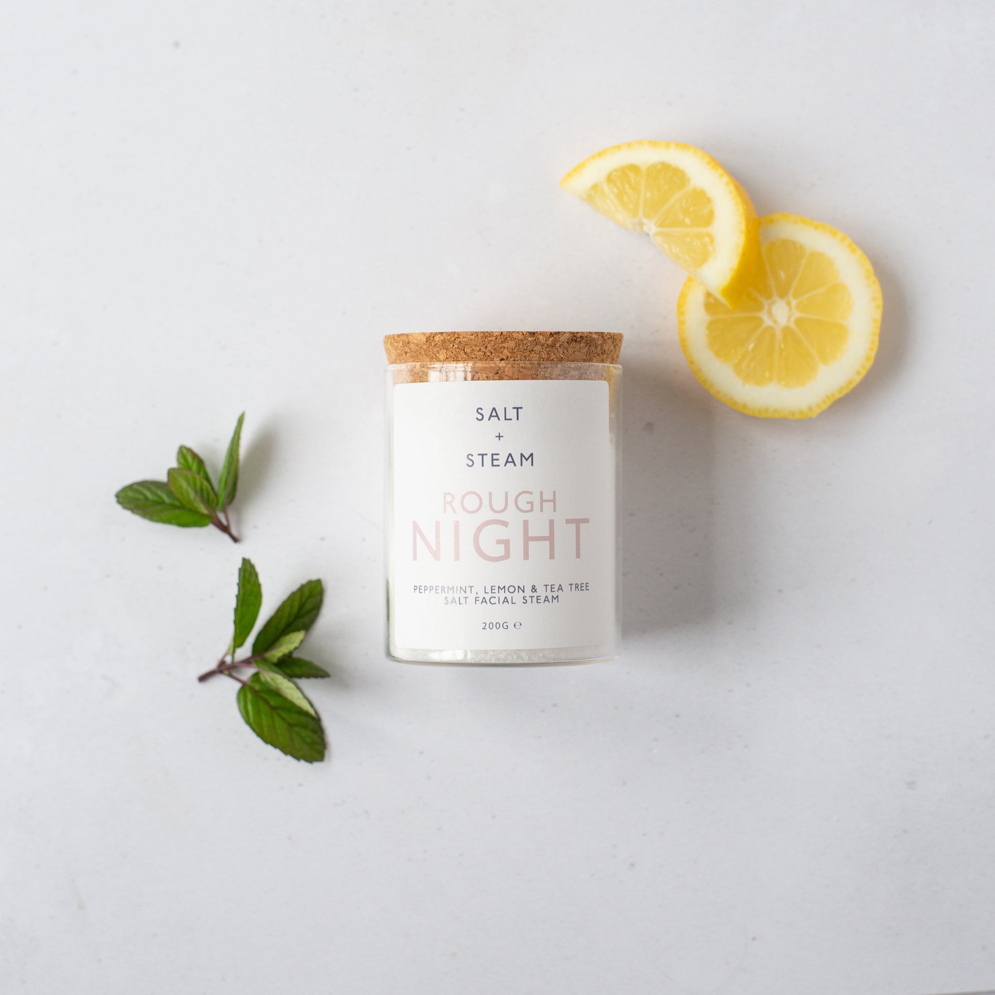 Salt + Steam Rough Night facial steam jar, 200g