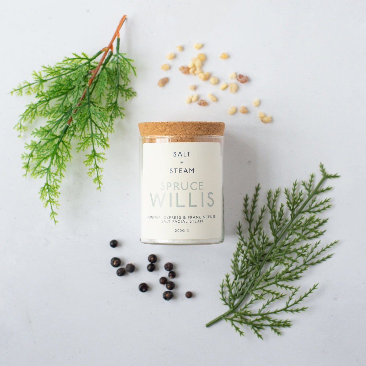 Salt + Steam Spruce Willis facial steam jar, 200g