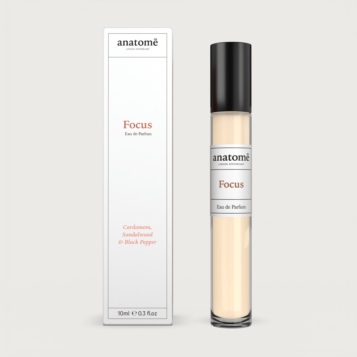 anatomé Focus perfume bottle and packaging on a light gray background