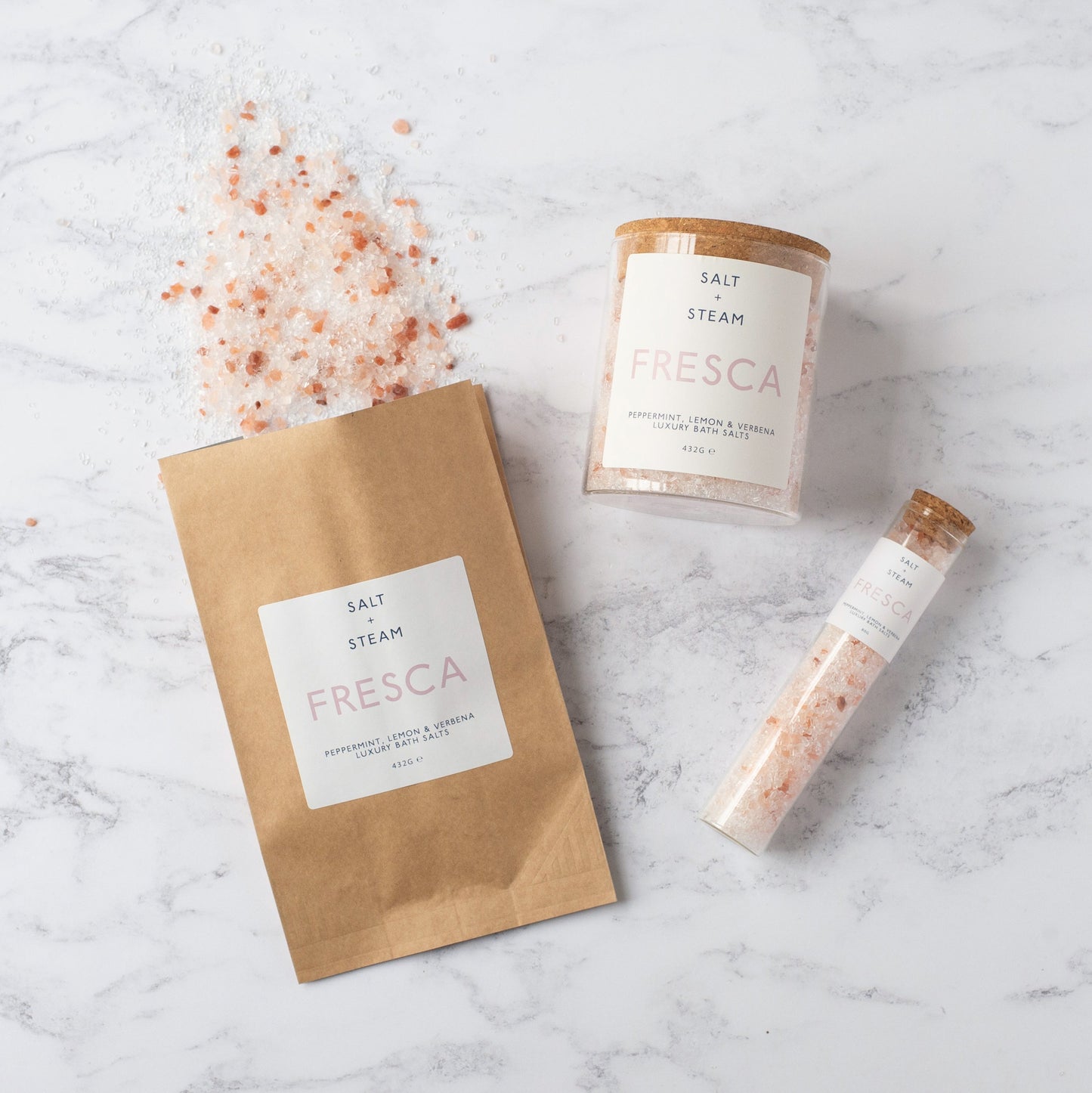 Salt + Steam bath salts range including Fresca