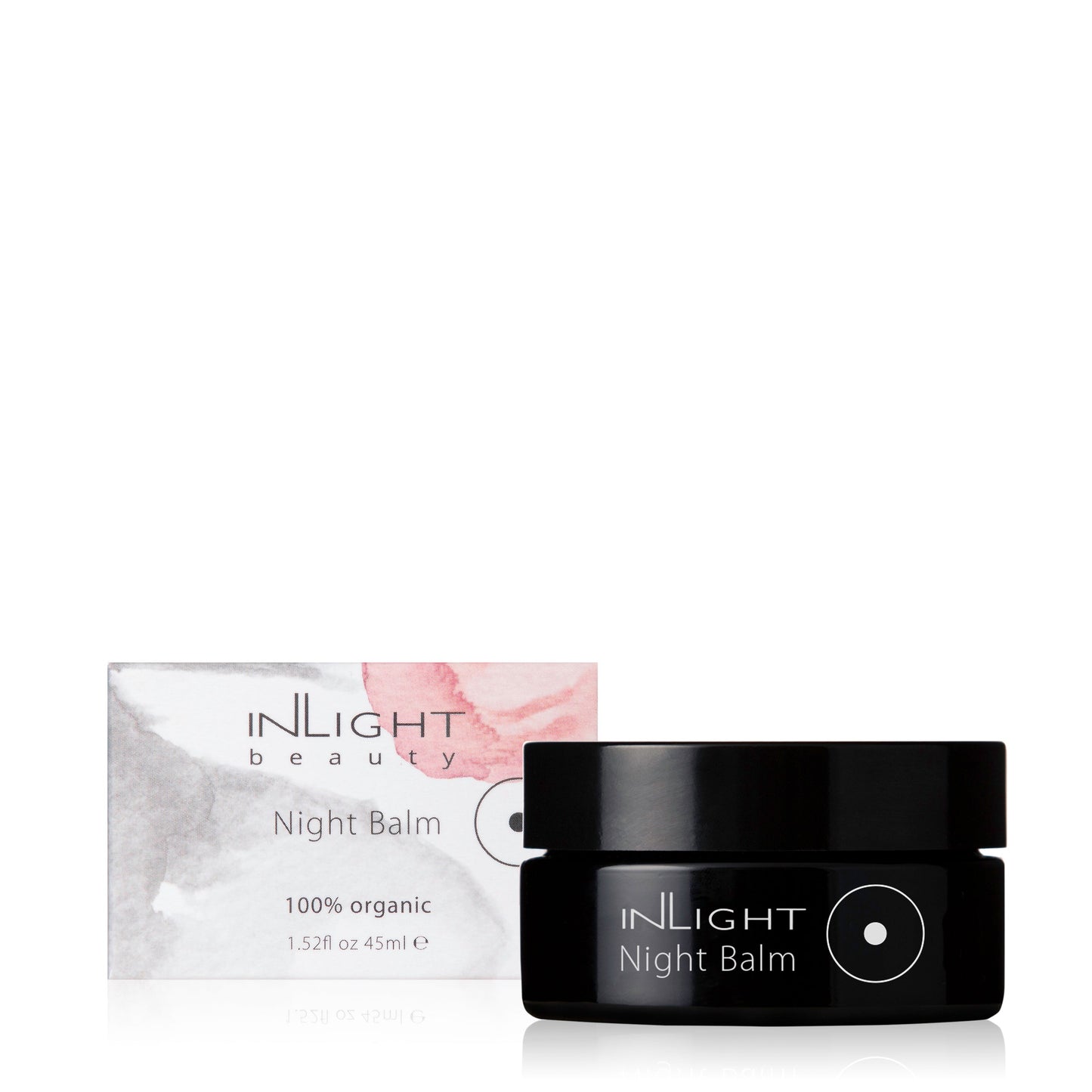 Inlight Beauty Night Balm 45ml jar and packaging on a white background