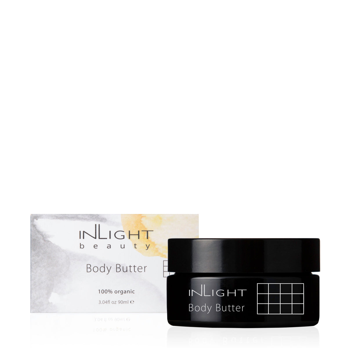 Inlight Beauty Body Butter 90ml jar and packaging on a white background