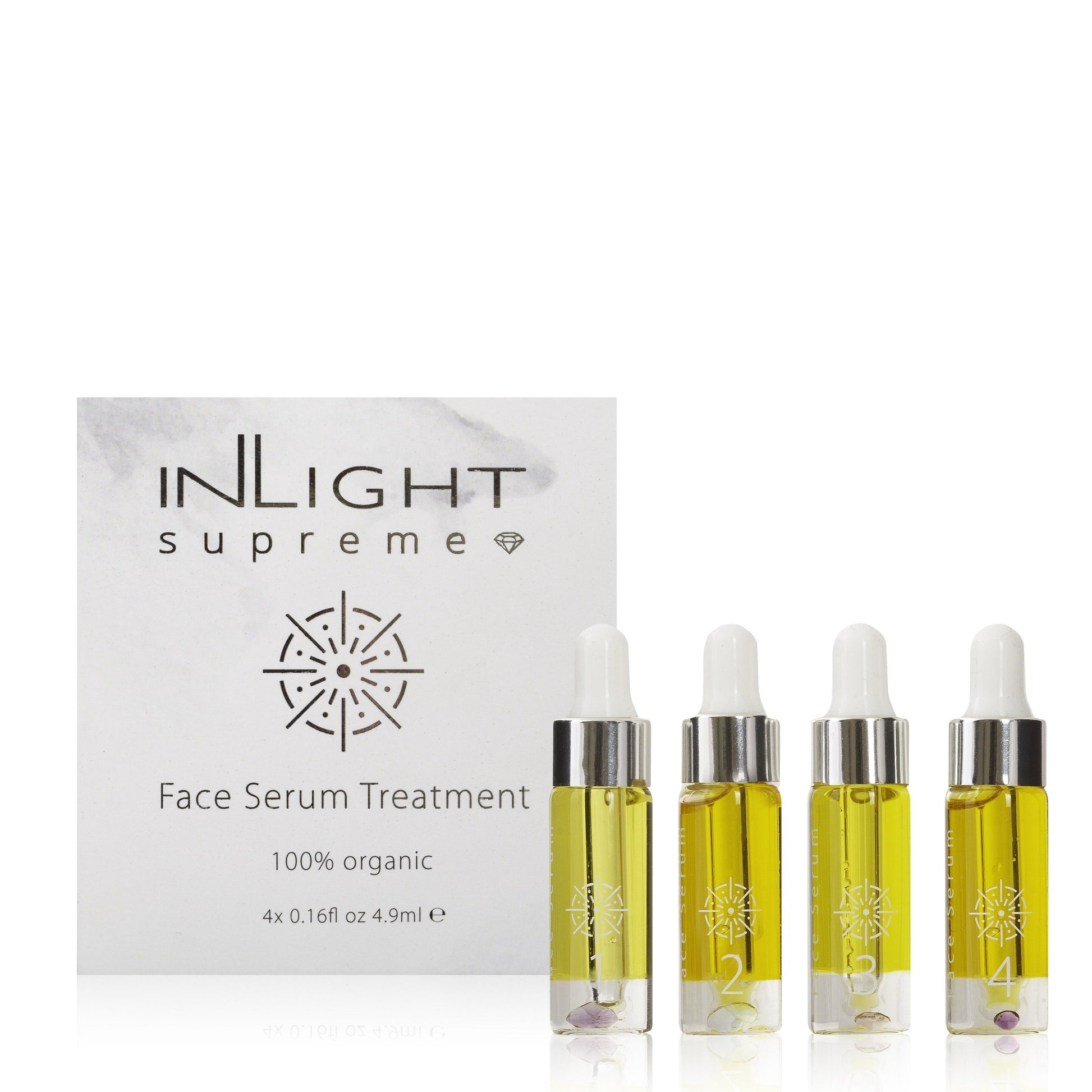 Inlight Beauty Supreme Face Serum 4 x 4.9ml with packaging on a white background