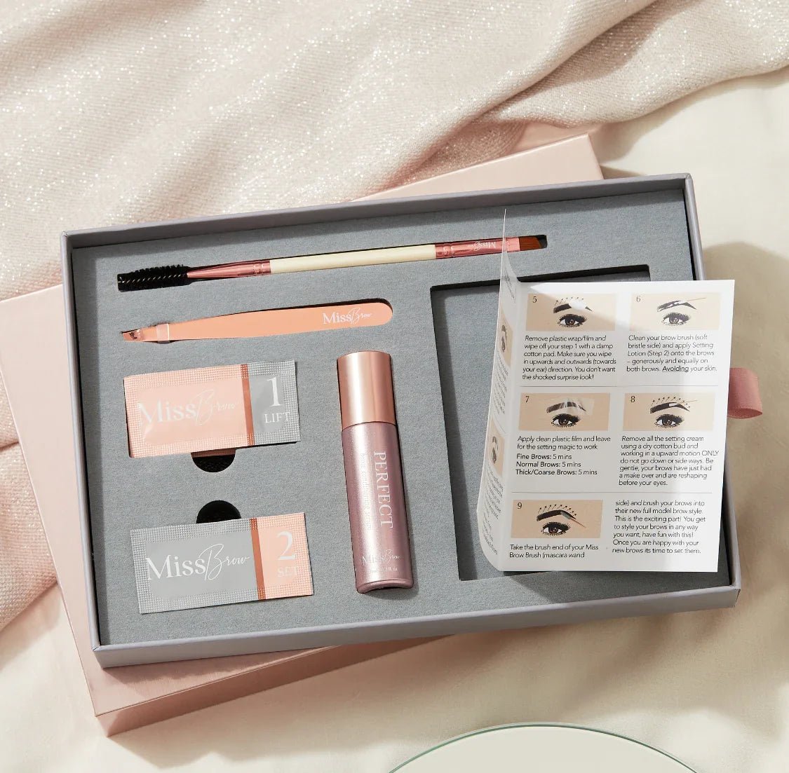 Miss Brow Home Brow Lamination Gift Set with Tools & Brow Care Serum