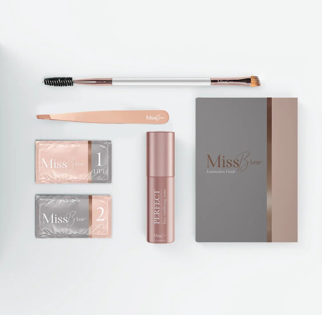 Miss Brow Home Brow Lamination Gift Set with Tools & Brow Care Serum