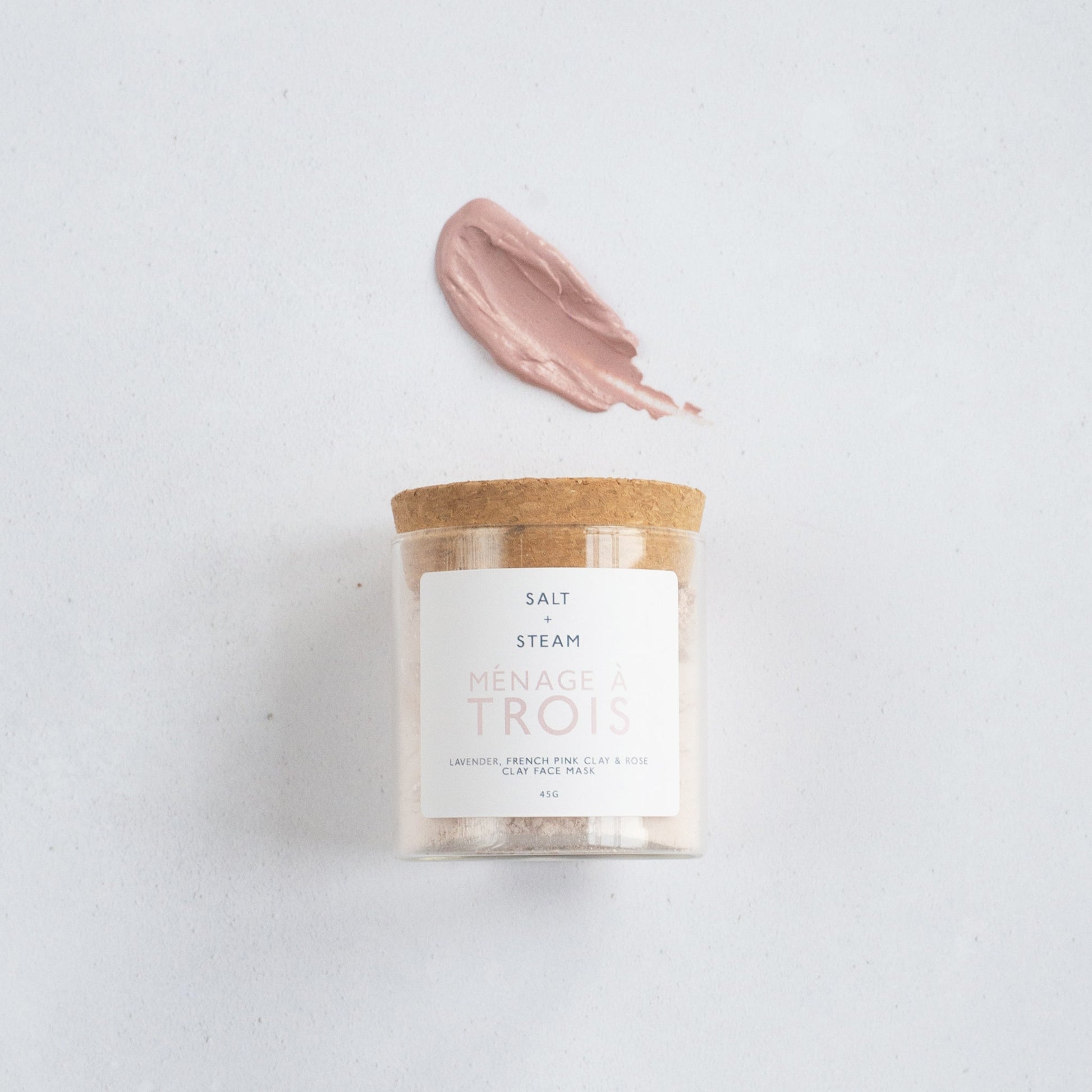 Salt + Steam Ménage à Trois clay mask powder mixed into a paste