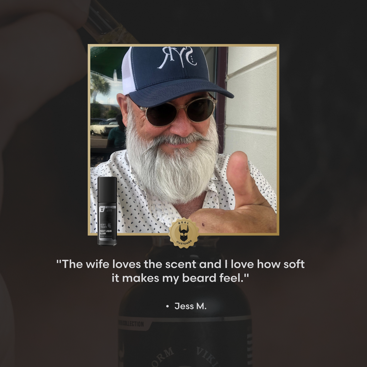 Night beard oil customer testimonial