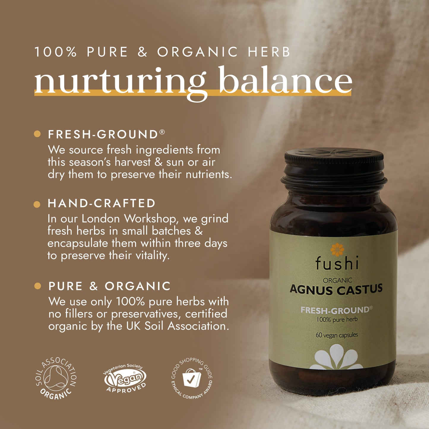 Fushi Organic Agnus Castus (Chaste Tree) Capsules 320mg | 60 Capsules