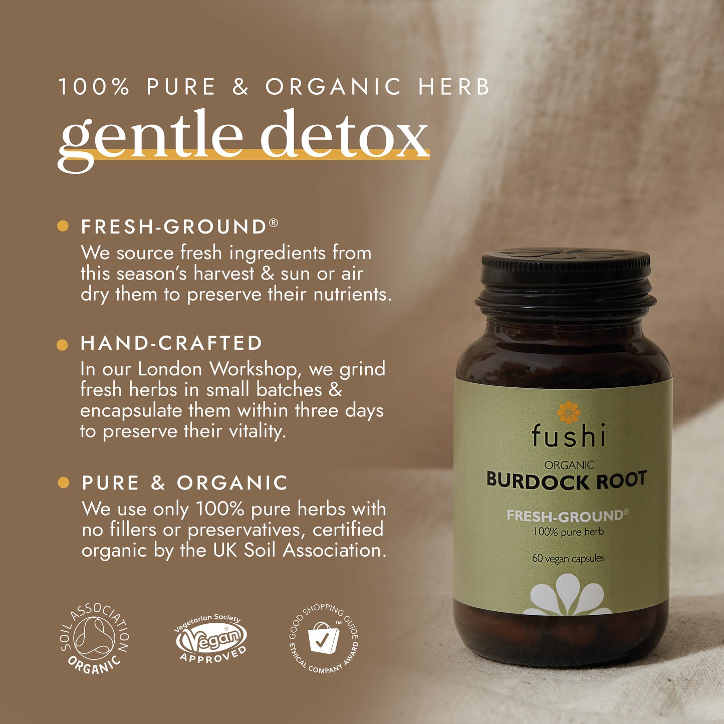 Fushi Organic Burdock Root Capsules 480mg | 60 Capsules