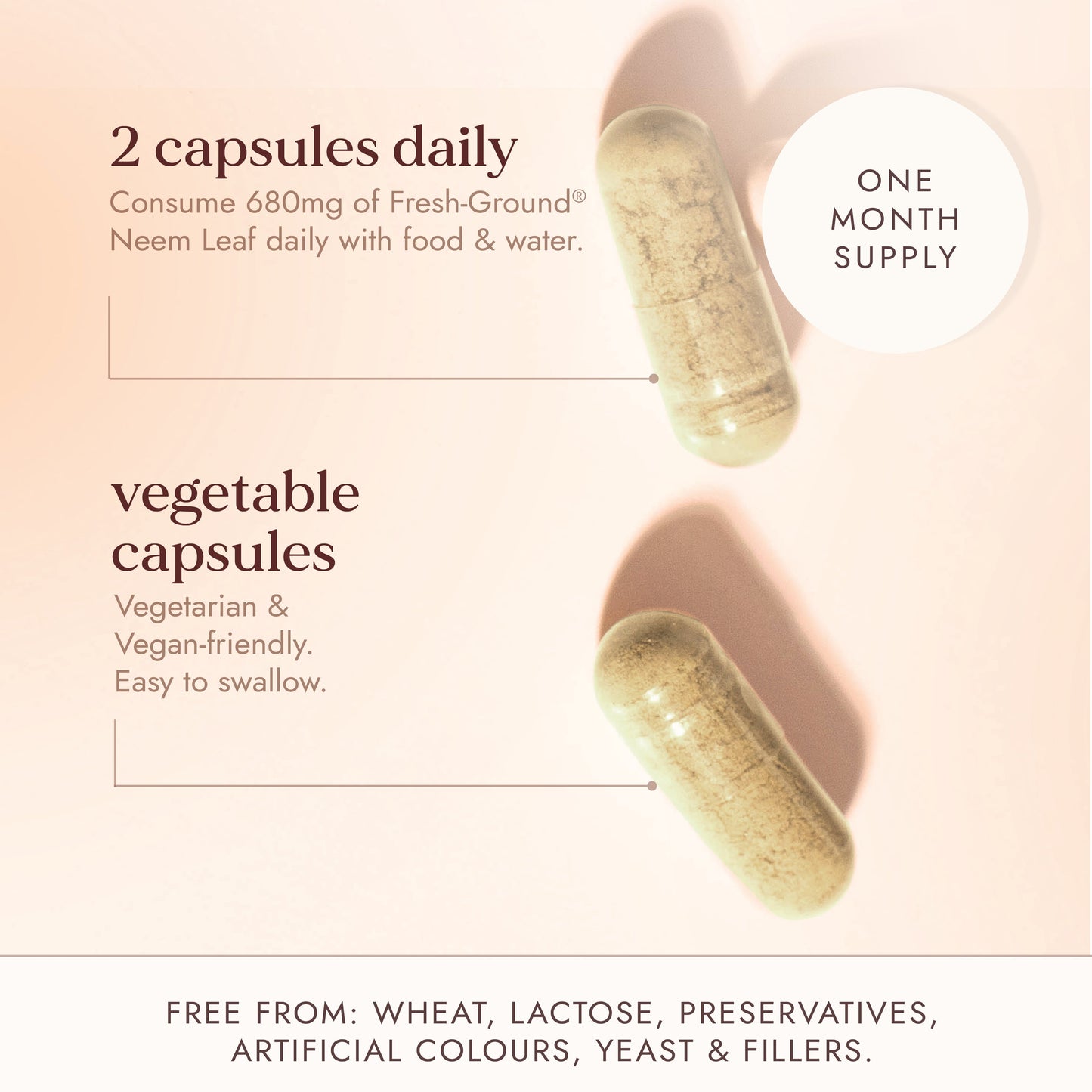 Fushi Organic Neem Leaf Capsules 340mg | 60 Capsules