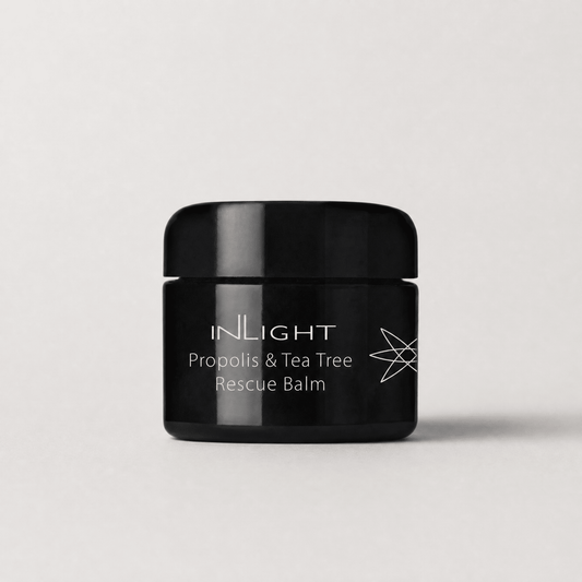 Inlight Beauty Propolis & Tea Tree Rescue Balm 28ml on a light grey background
