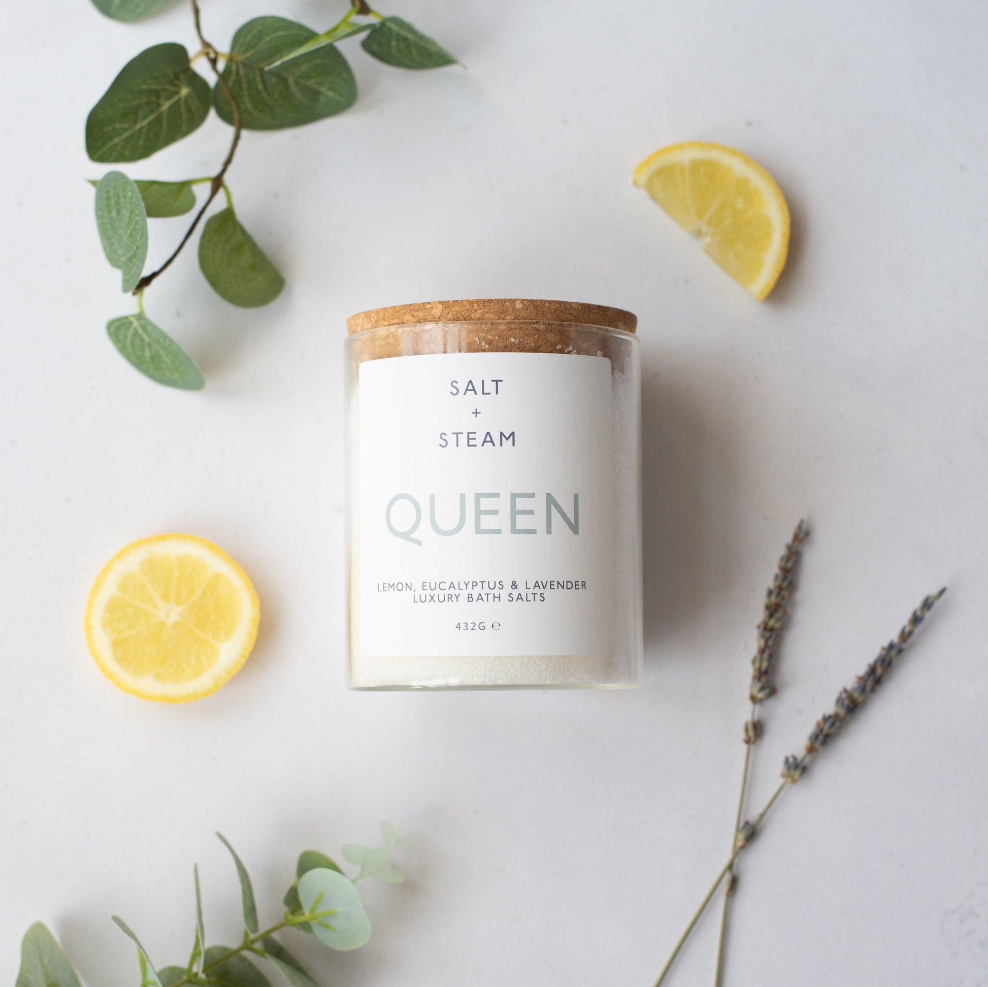 Salt + Steam Queen bath salts jar, 432g