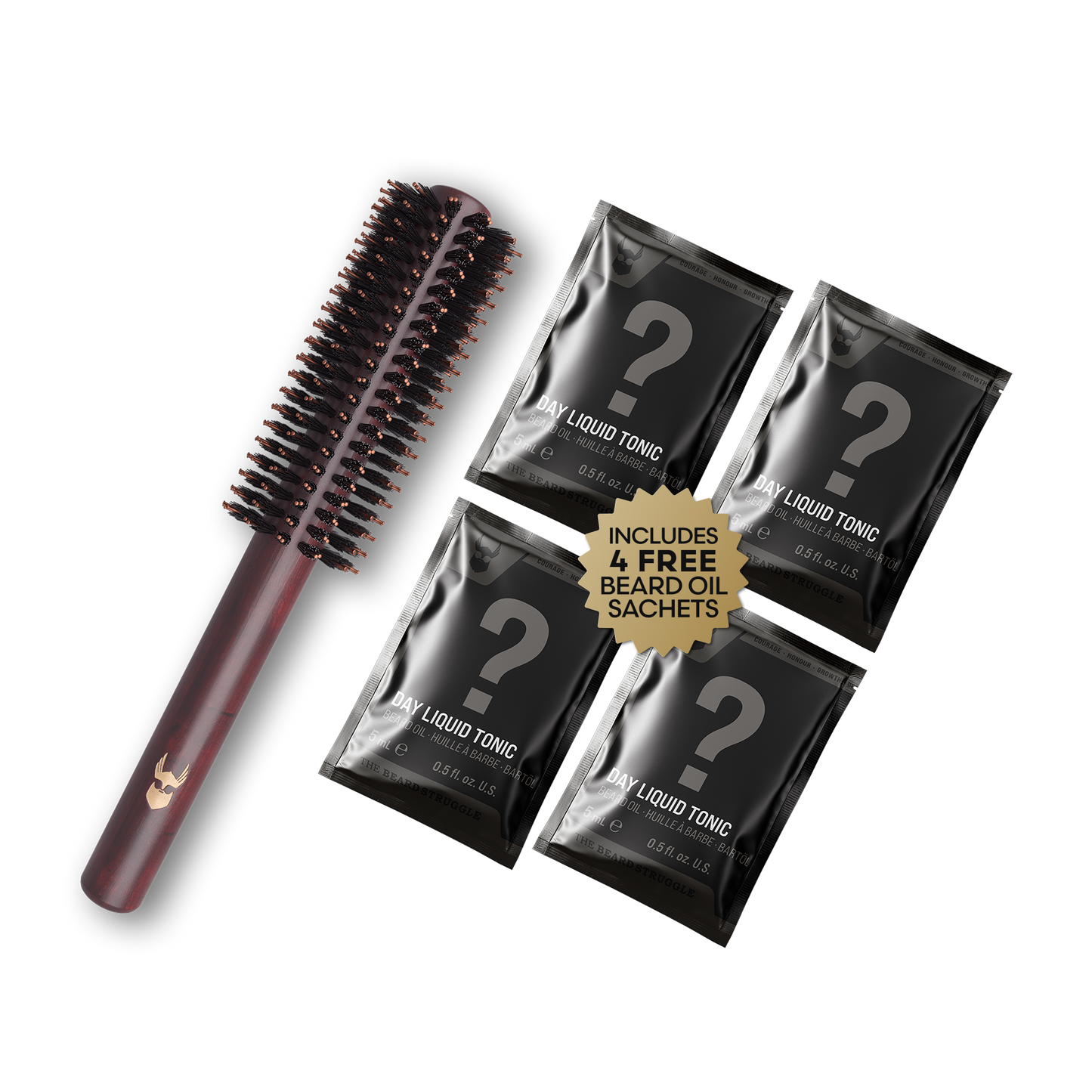 Viking Roller brush with beard oil sample sachets
