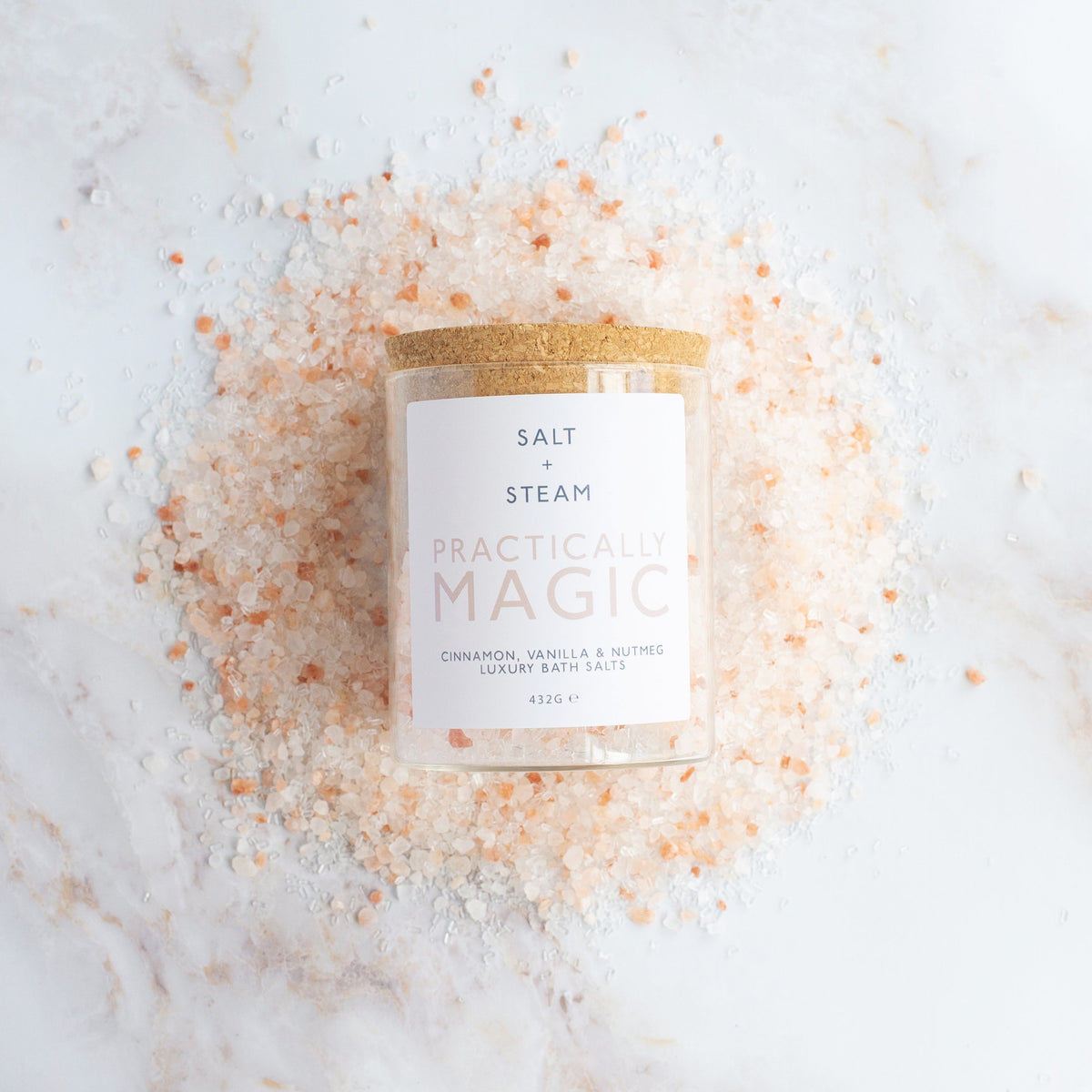 Salt + Steam bath salts range including Practically Magic