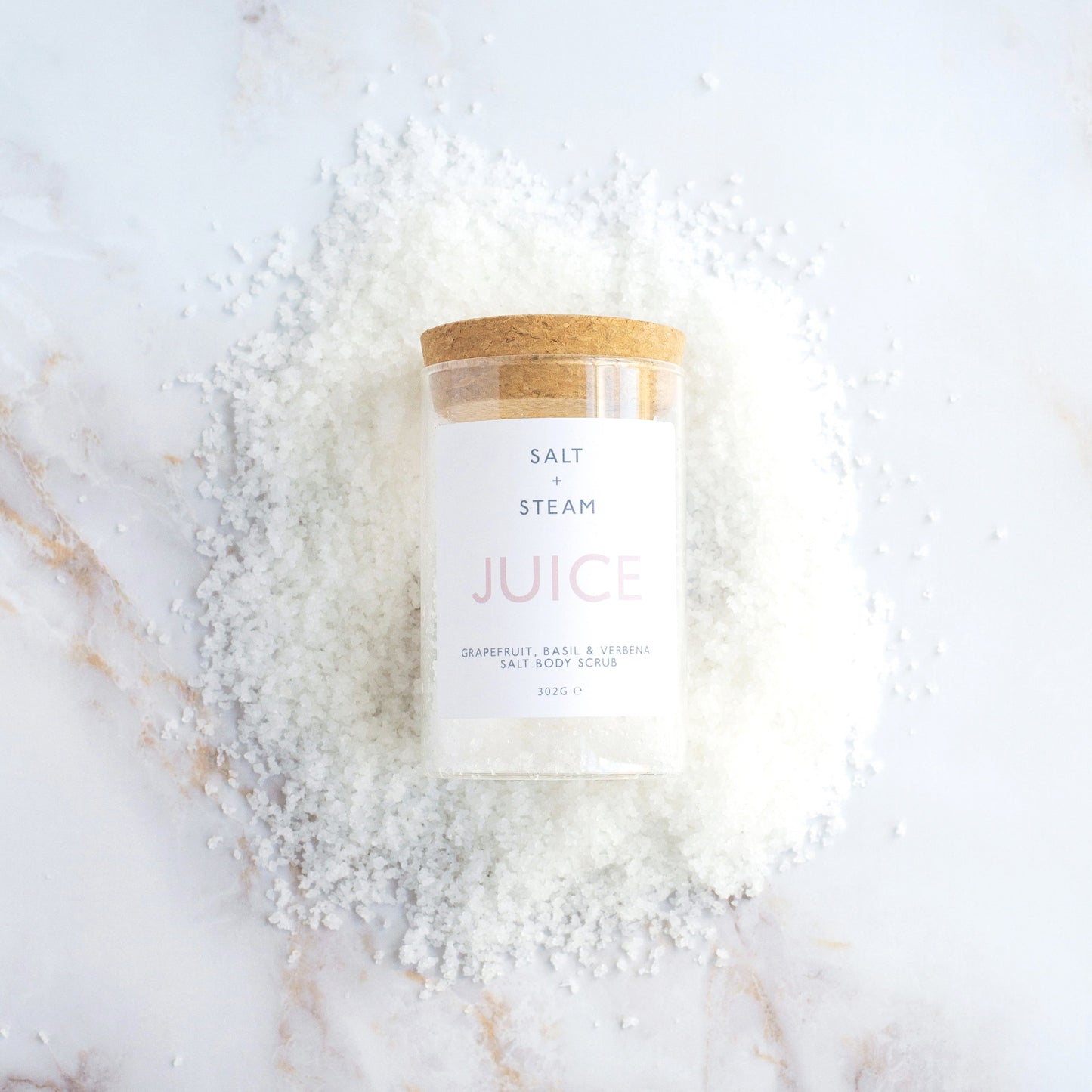 Close-up of Salt + Steam Juice body scrub texture