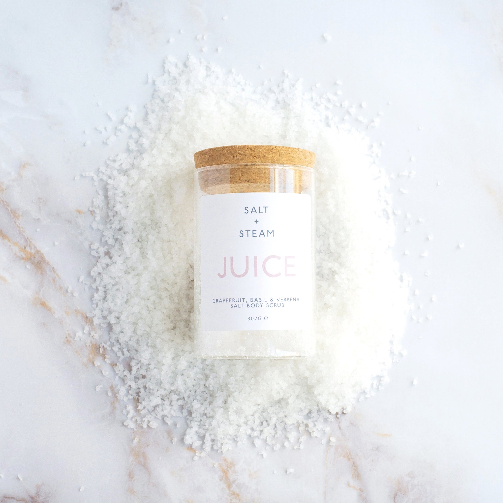 Close-up of Salt + Steam Juice body scrub texture