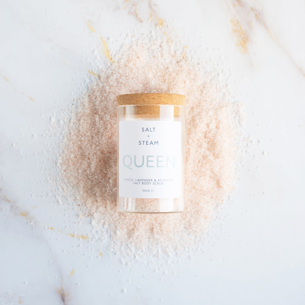 Close-up of Salt + Steam Queen body scrub texture
