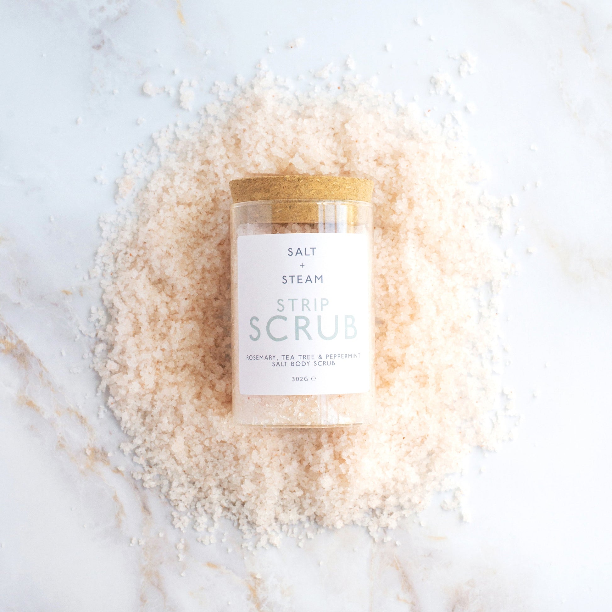 Close-up of Salt + Steam Strip Scrub body scrub texture