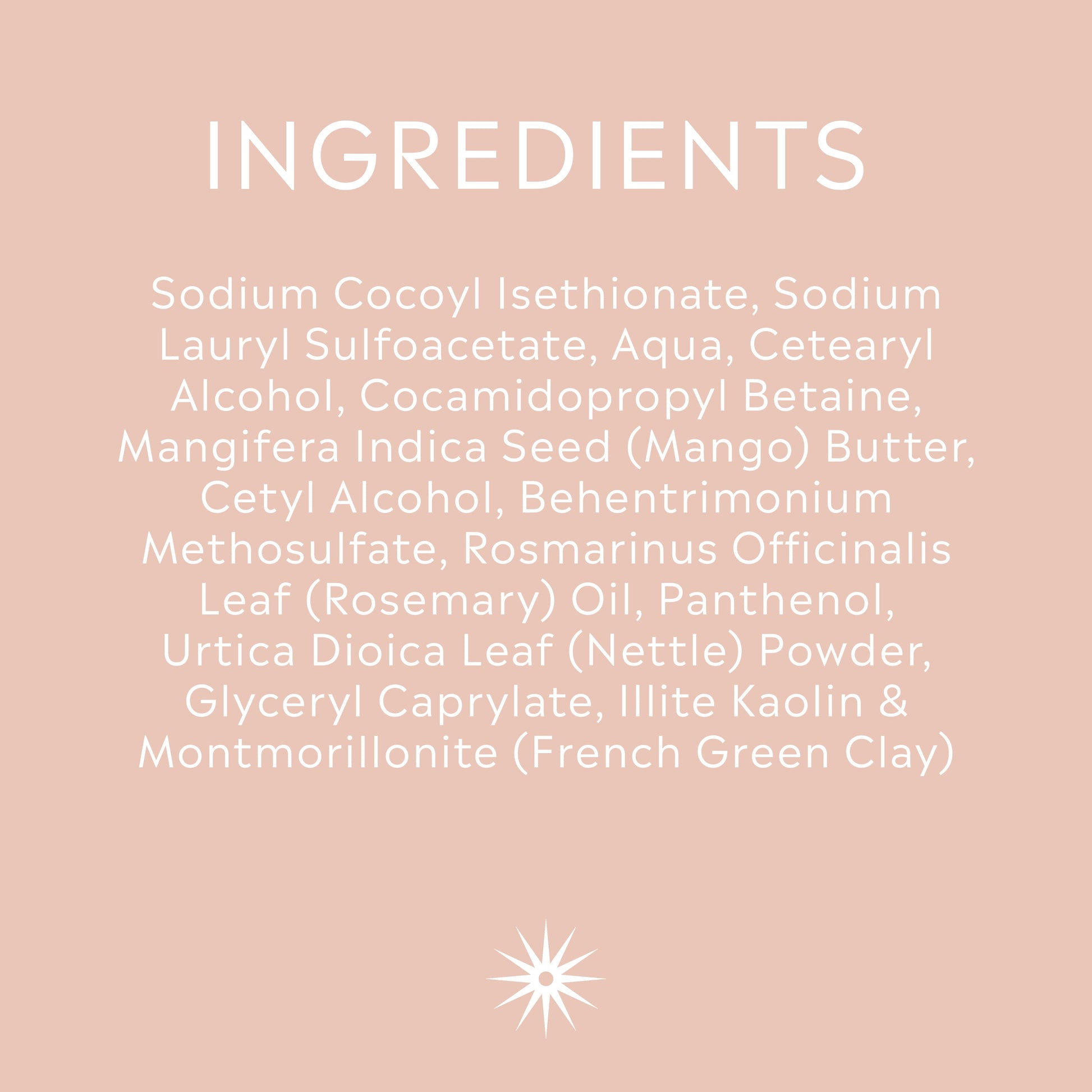 Full ingredients list for Salt + Steam Green Gardens Shampoo Bar