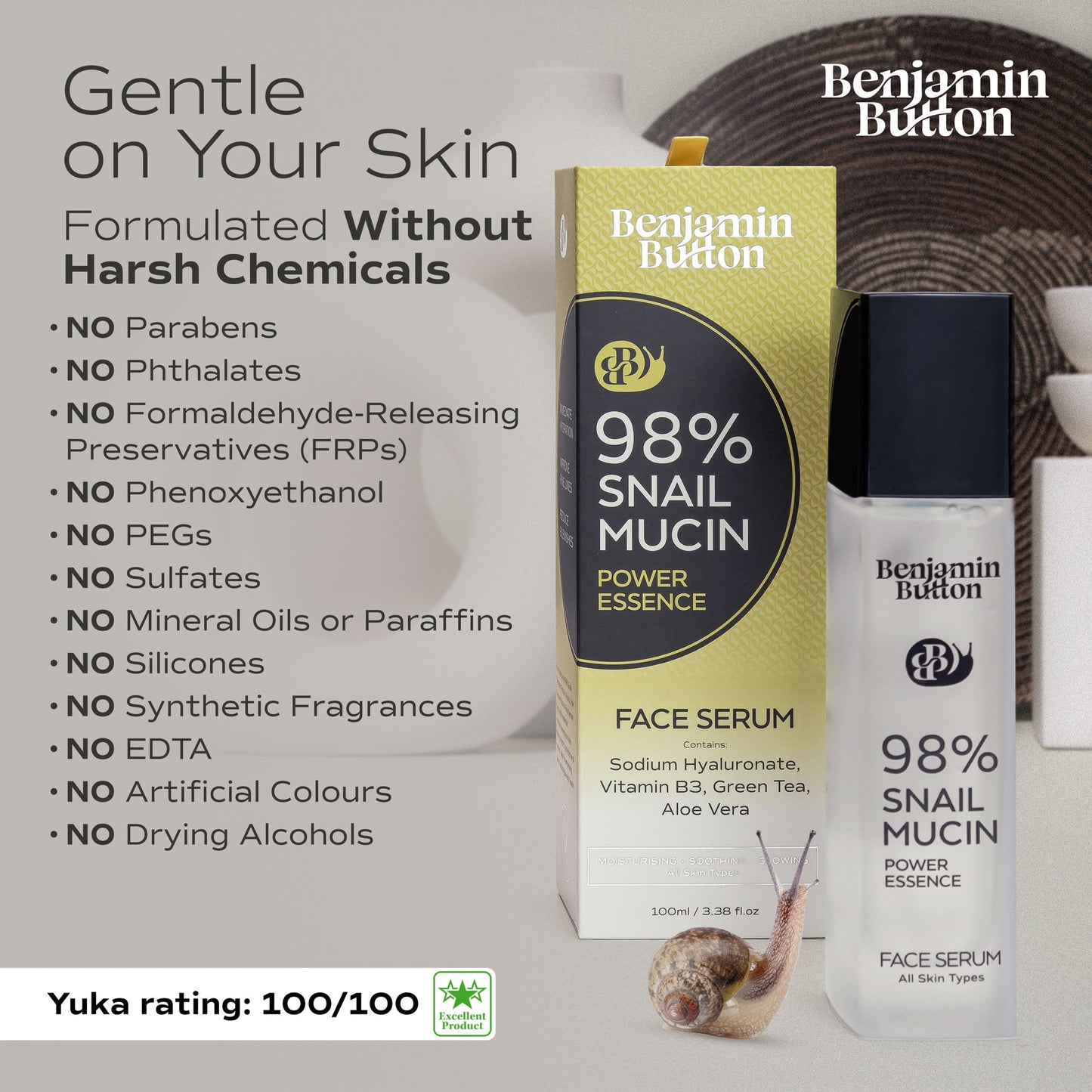 Benjamin Button 98% Snail Mucin Hydrating Face Serum 100ml