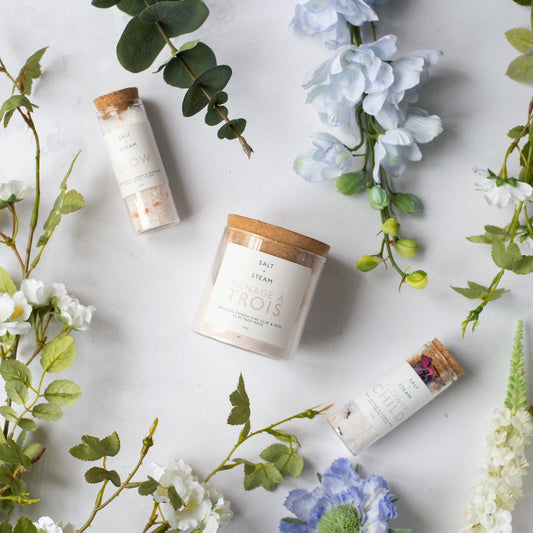 Salt + Steam Spring Facial Gift Set with clay mask and mini facial steams