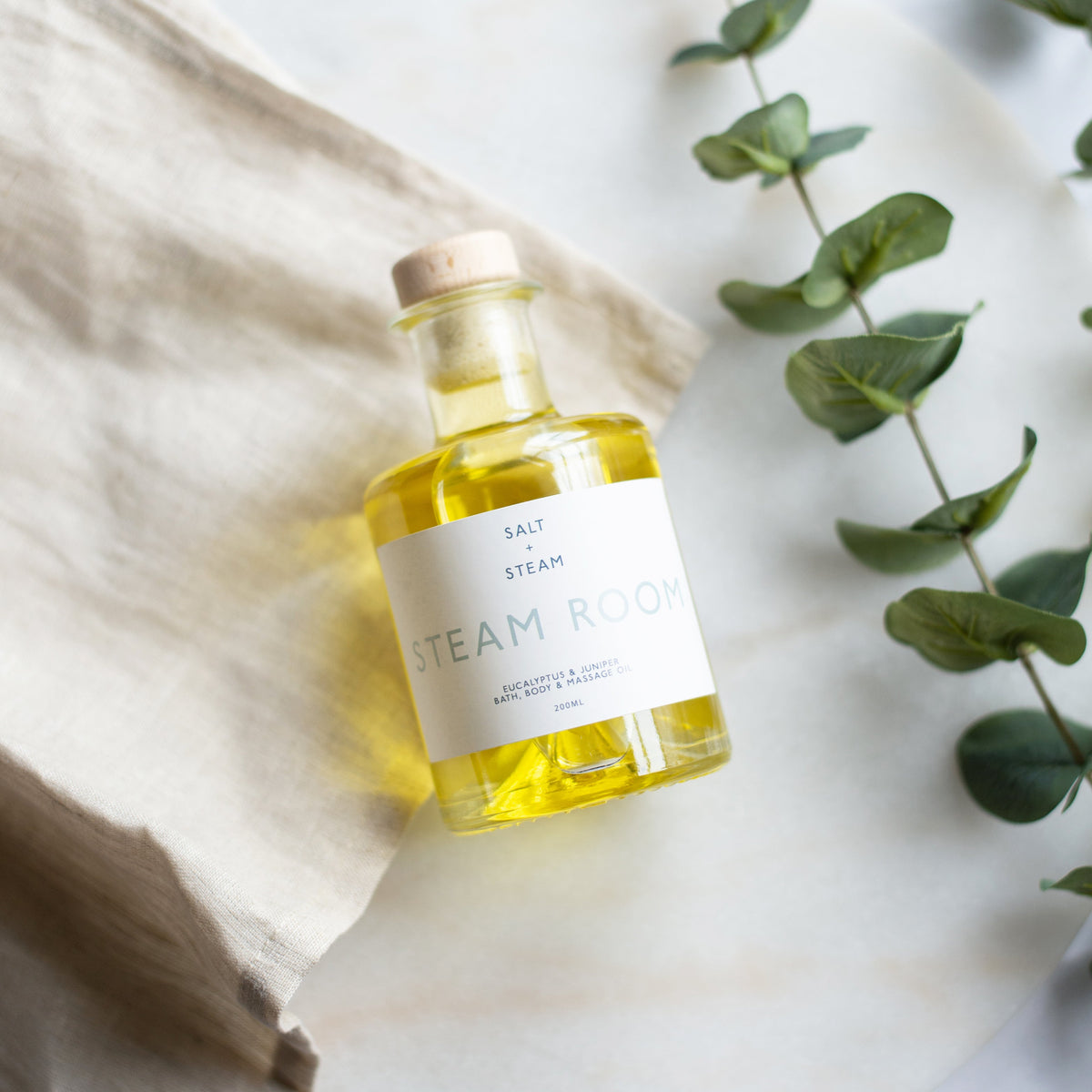 Salt + Steam bath and body oil range including Steam Room