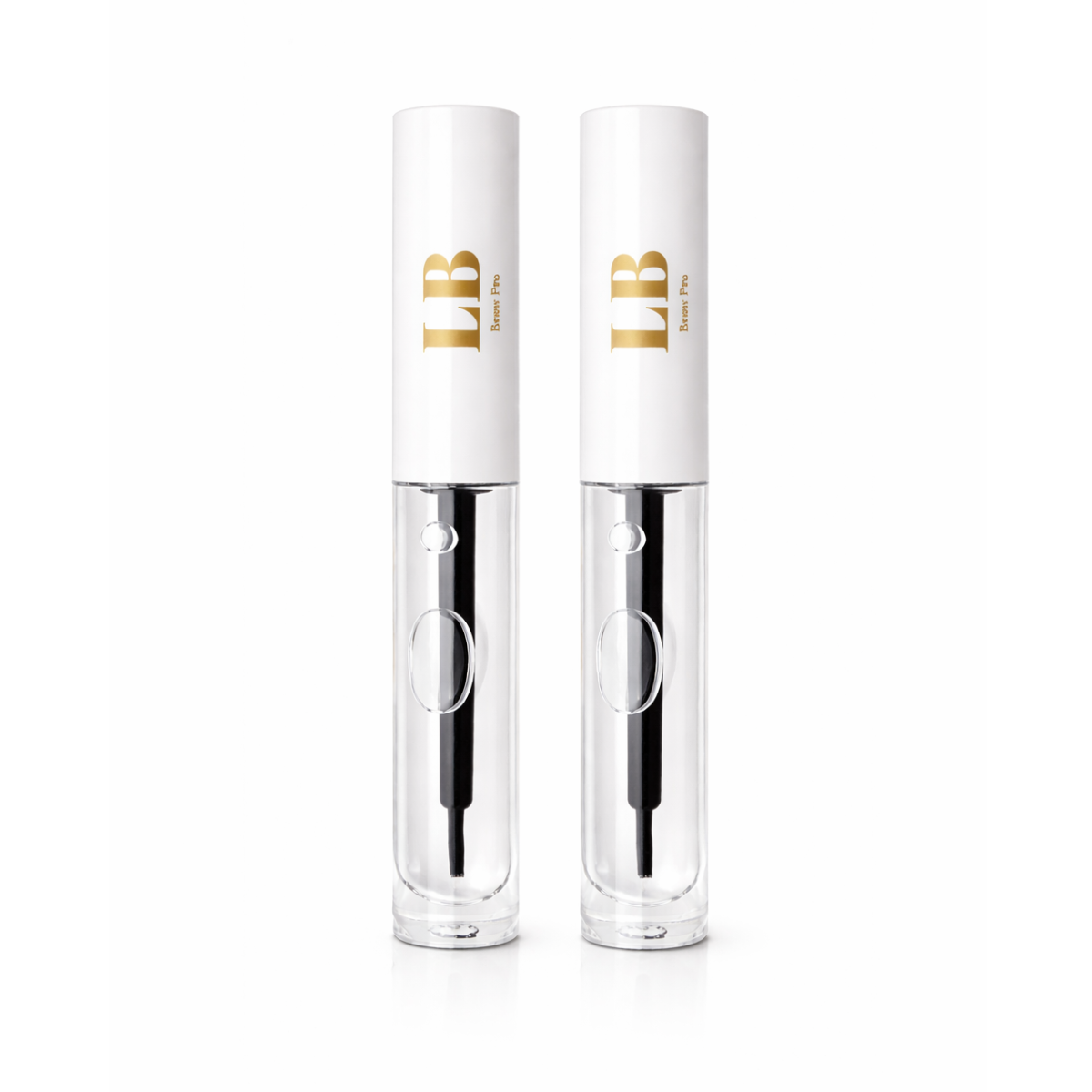 Two London Brow Lamination & Lash Lift Adhesive 5ml tubes with gold logos on a white background