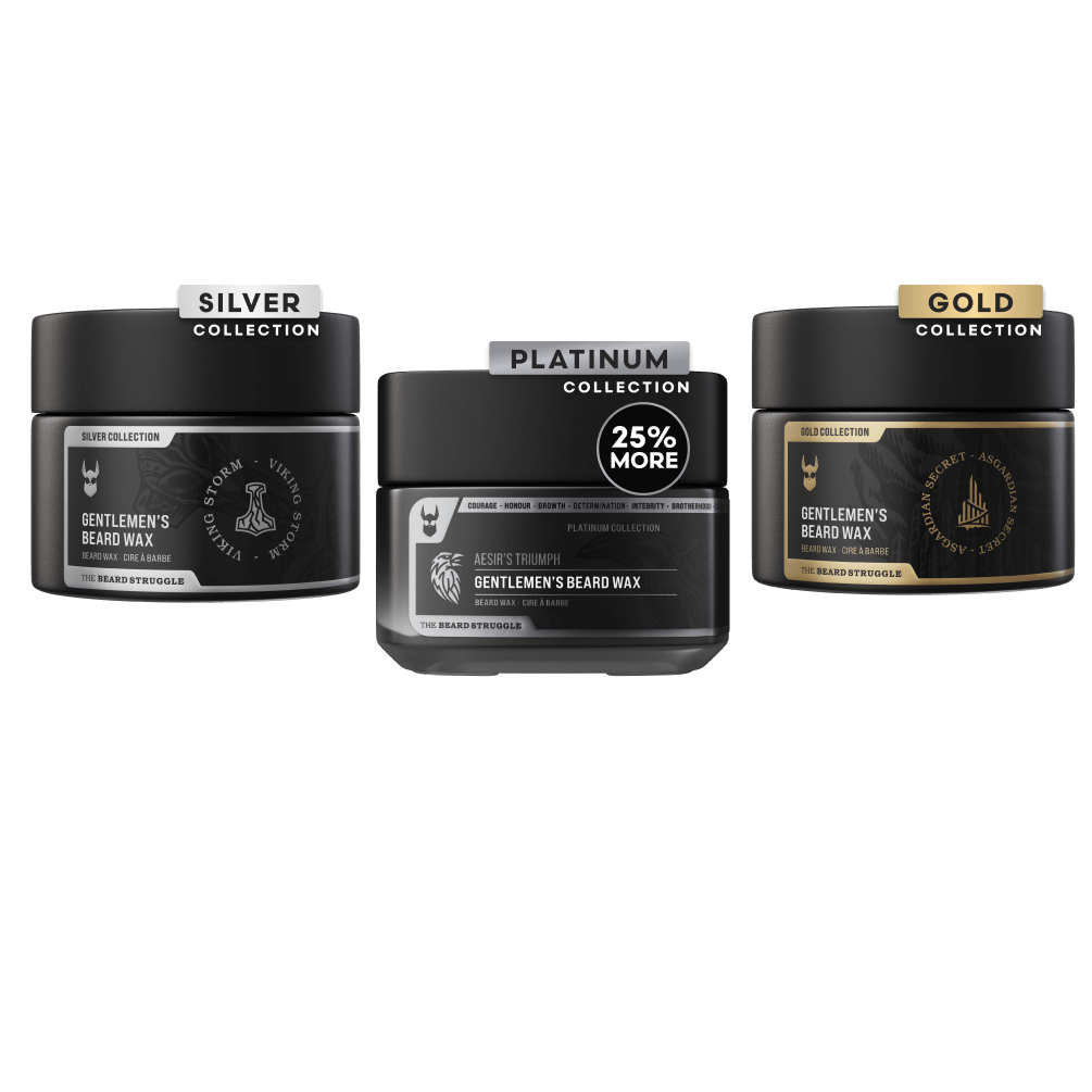 Clear mustache wax scent range group shot