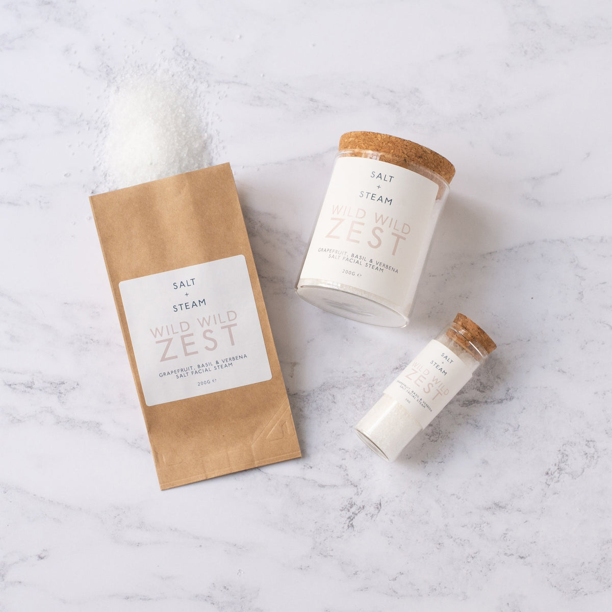 Salt + Steam facial steam range including Wild Wild Zest