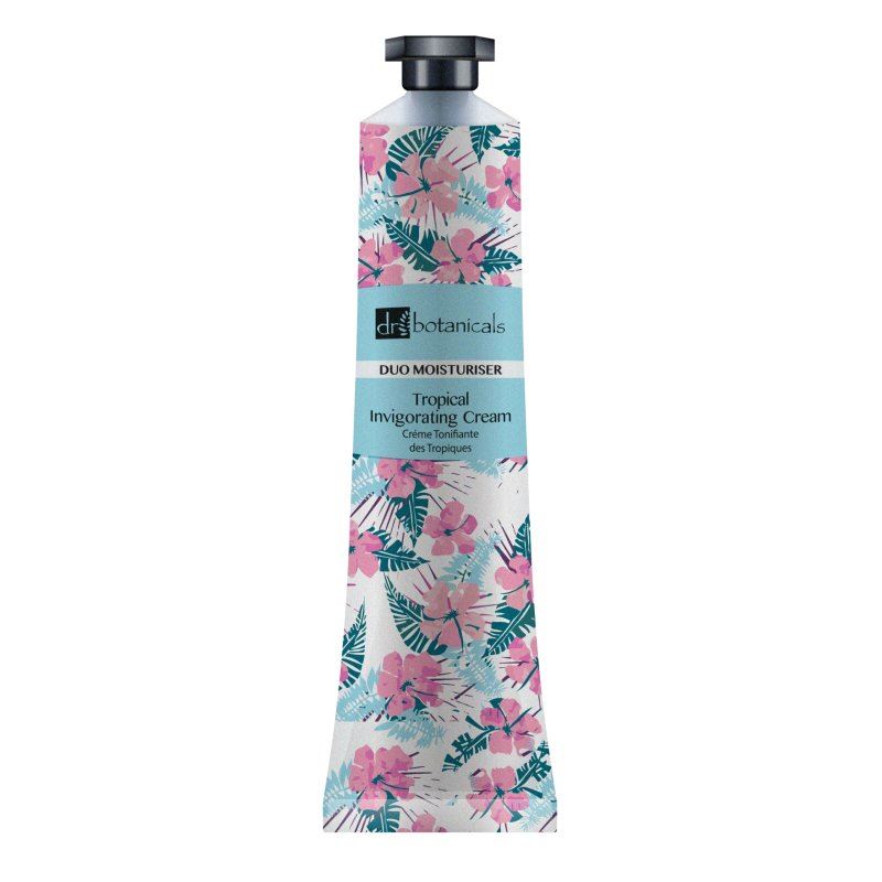 skinChemists Tropical Invigorating Cream with floral design packaging on a white background