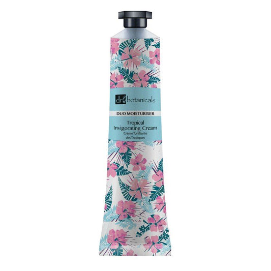 skinChemists Tropical Invigorating Cream with floral design packaging on a white background