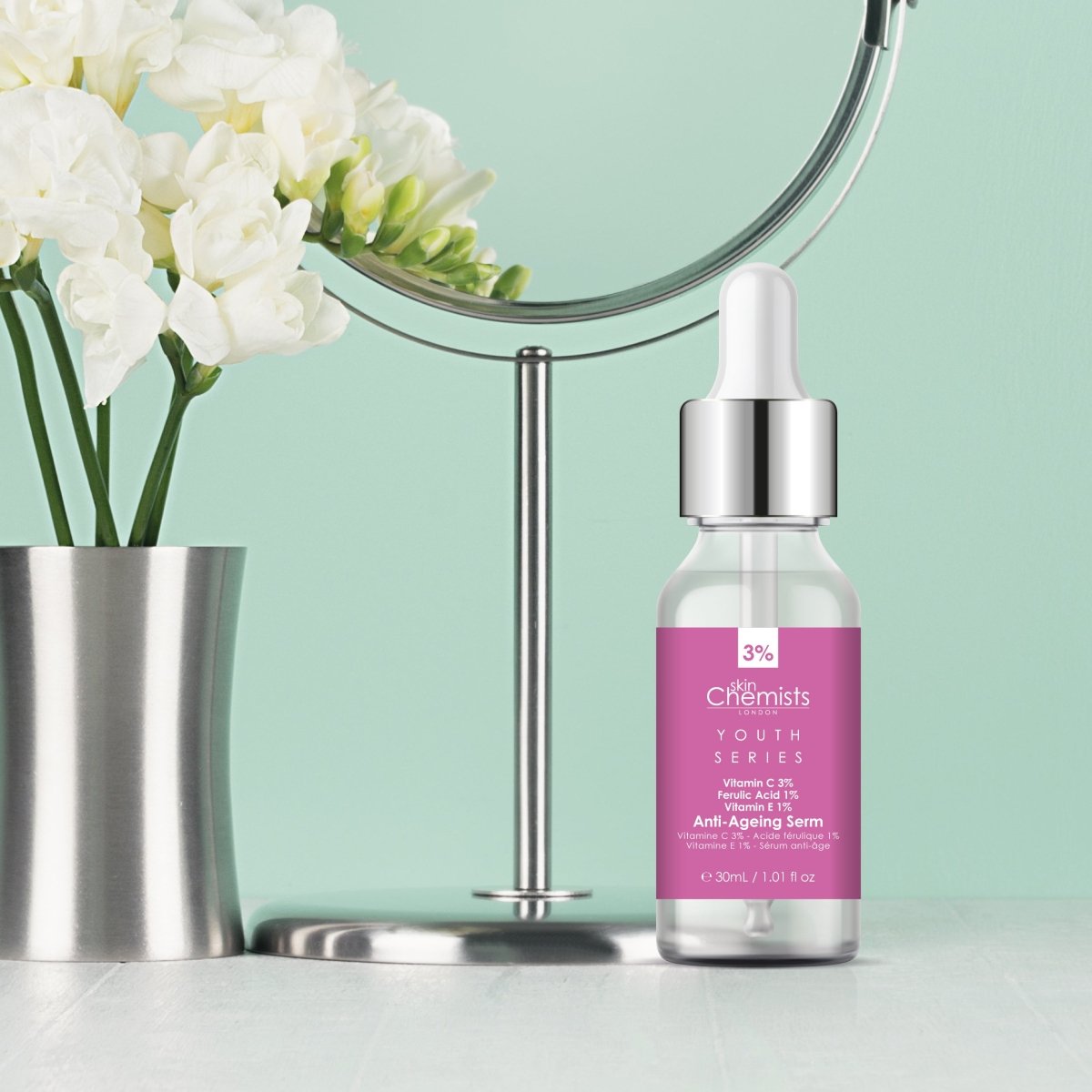 skinChemists Anti-Ageing Serum Vitamin C 3%, Ferulic Acid 1%, Vitamin E 1% 30ml