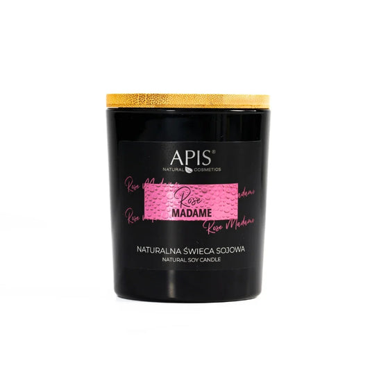 Apis Rose Madame Natural Soy Candle Rose, Jasmine & Patchouli 150g on a white background