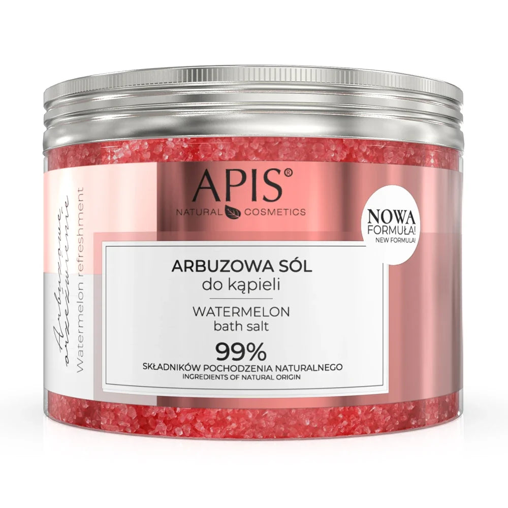APIS watermelon bath salt container on a white background
