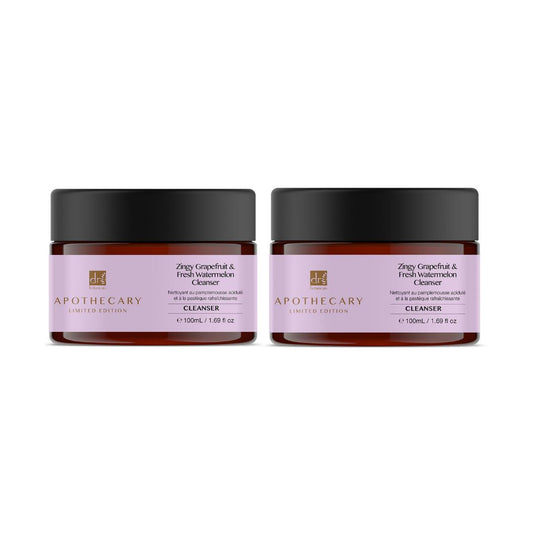 Two jars of Apothecary Zesty Grapefruit & Fresh Watermelon Cleanser on a white background