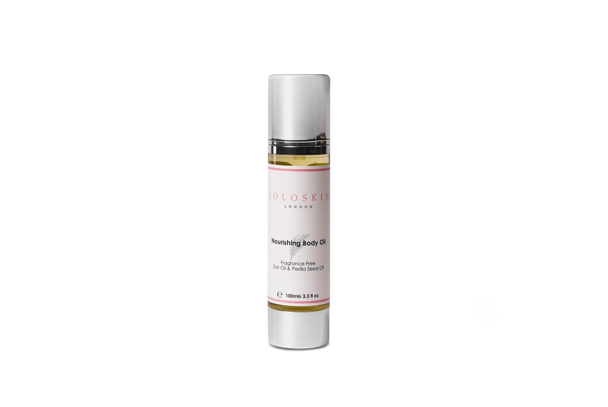 Body oil bottle on a white background